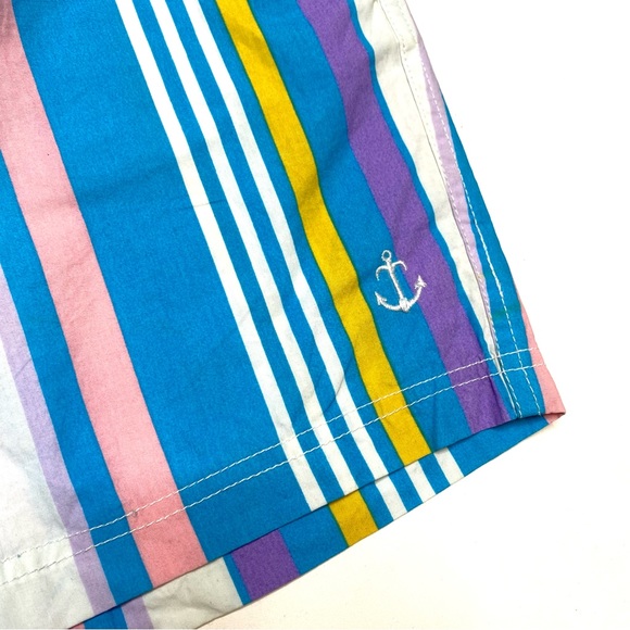 Tim Haan NWT Men’s Pastel Striped Boardies Board Shorts Swim Trunks Blue Medium - Picture 2 of 11